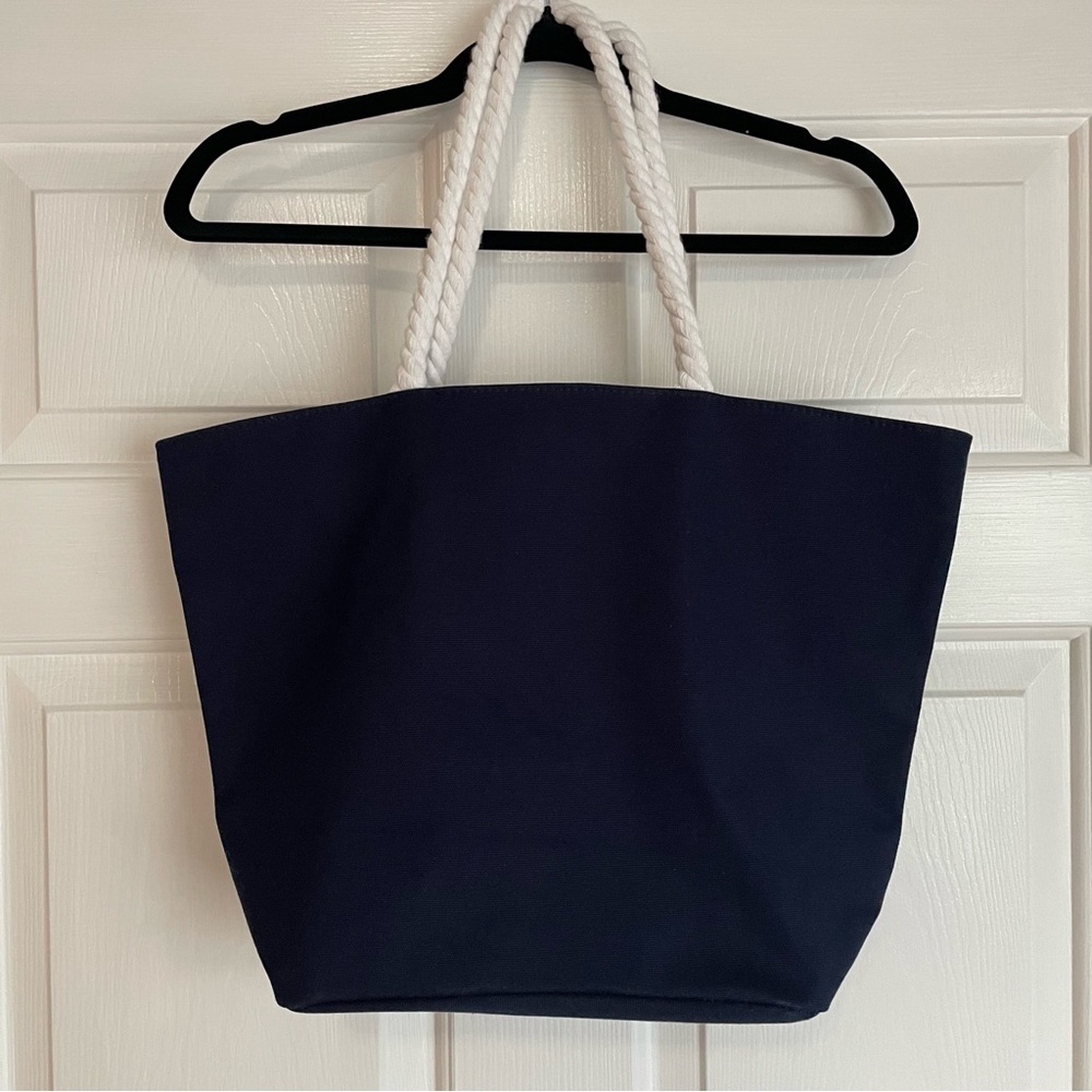Mud Pie Vacay Boucle Word Tote Navy - Picture 2 of 6